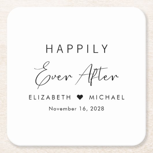 ~の後ずっと幸結婚福に スクエアペーパーコースター (正面)