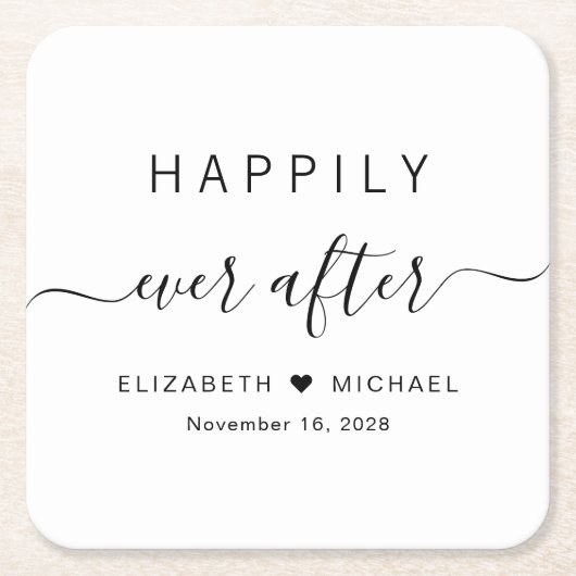 ~の後ずっと幸結婚福に スクエアペーパーコースター (正面)
