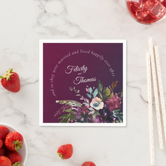 の後ずっと楽しくブルゴーニュの結婚植物学 スタンダードカクテルナプキン (インサイチュ)