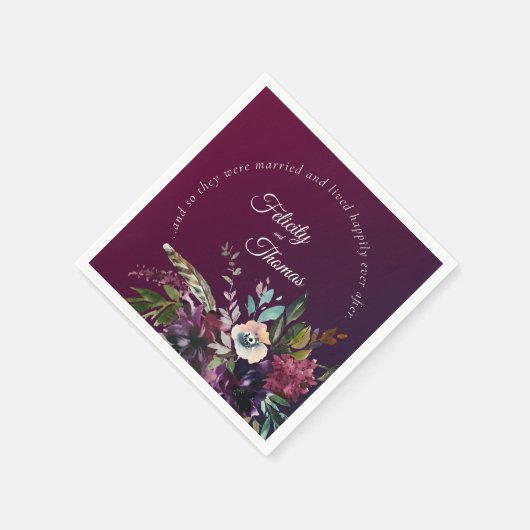 の後ずっと楽しくブルゴーニュの結婚植物学 スタンダードカクテルナプキン (角)