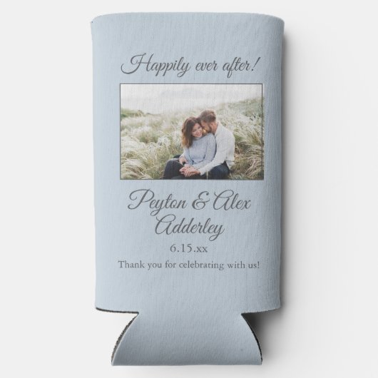 ~の後に結婚ずっと幸せに撮れたソフトブルー スリム缶クーラー (裏面)