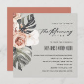 の後の朝に灰色の錆モンステラ結婚フローラ 招待状 (正面/裏面)