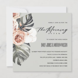 の後の朝に灰色の錆モンステラ結婚フローラ 招待状