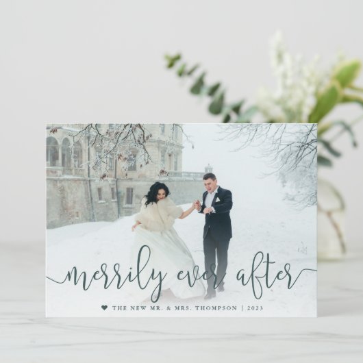 ～の後を楽しげに |の結婚写真クリスマス シーズンカード (スタンド正面)