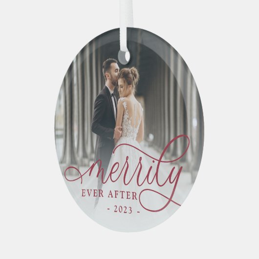 ~の後を楽しげに |の結婚写真 ガラスオーナメント (正面左)