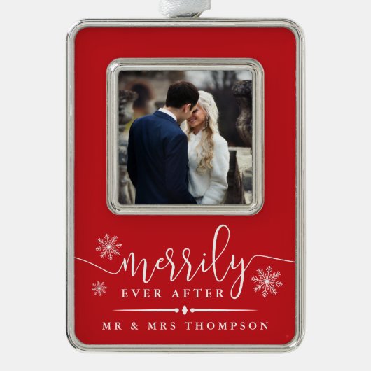 ～の後を楽しげに |クリスマス シルバープレートフレームオーナメント (正面)