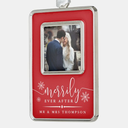 ～の後を楽しげに |クリスマス シルバープレートフレームオーナメント (左)