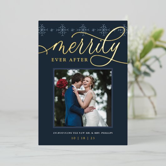 ~の後を楽しげに |休日結婚のお知らせ 箔シーズンカード (立ち正面)