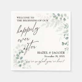 ～の後エレガントずっと幸せに緑を増やす スタンダードカクテルナプキン