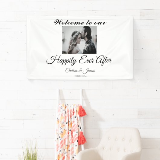 ～の後エレガントモノグラムのずっと幸せに撮影される 横断幕 (インサイチュ)