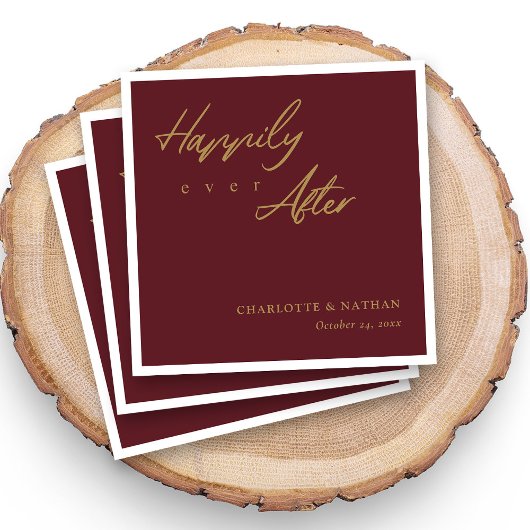 の後カスタムずっと楽しくブルゴーニュの結婚金ゴールド スタンダードカクテルナプキン