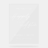 の後モダンずっと幸せそうに斜体のスクリプ結婚ト アクリルサイン (正面)