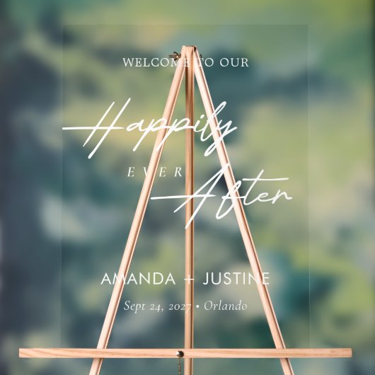 の後モダンずっと幸せそうに斜体のスクリプ結婚ト アクリルサイン (ニュートラル)