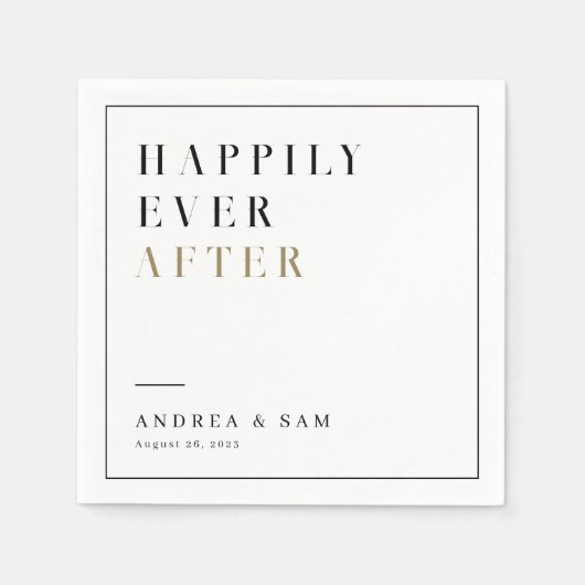の後モダンずっと楽しくミニマ結婚リスト スタンダードカクテルナプキン (正面)
