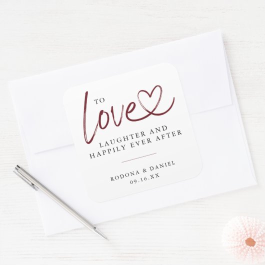 の後モダンずっと楽しそうに笑いを愛し結婚る スクエアシール (封筒)