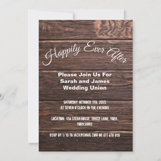 の後ユニークずっと素朴で楽し結婚い 招待状 (正面)