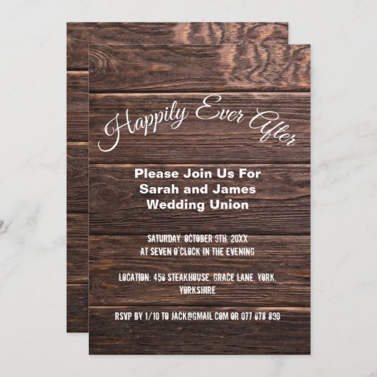 の後ユニークずっと素朴で楽し結婚い 招待状 (正面/裏面)