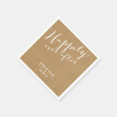 の後素朴ずっと楽しくBurlapスクリプ結婚ト スタンダードカクテルナプキン (角)