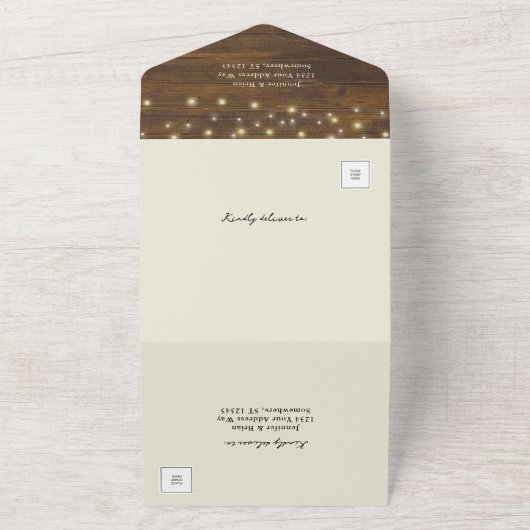 の後素朴ずっと楽しそうに光る弦結婚の光 オールインワン招待状 (外側)