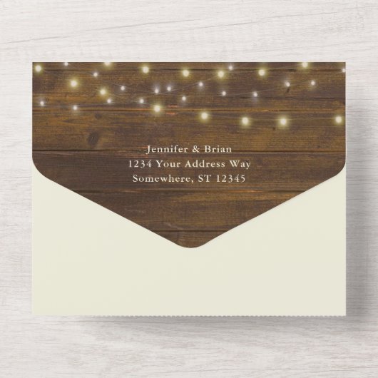 の後素朴ずっと楽しそうに光る弦結婚の光 オールインワン招待状 (裏面)