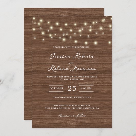 の後素朴ずっと楽しそうに光る弦結婚の光 招待状 (正面/裏面)