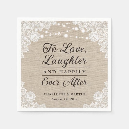 ～の後素朴でずっと楽しくレースとラップを重ね結婚る スタンダードカクテルナプキン (正面)