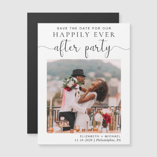 の後結婚のパーティー写真披露宴日付を保存 マグネット招待状 (正面/裏面)