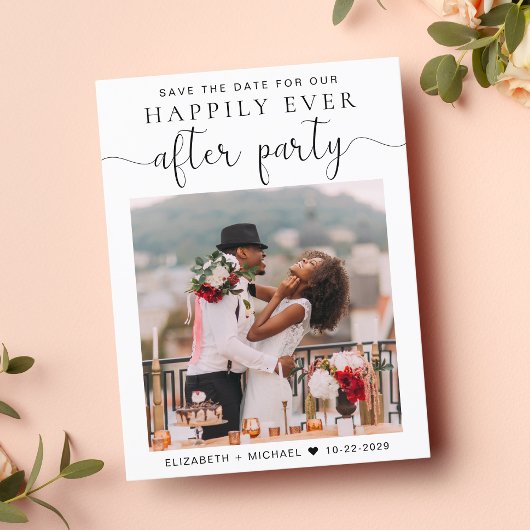 の後結婚のパーティー写真披露宴日付を保存 案内ポストカード