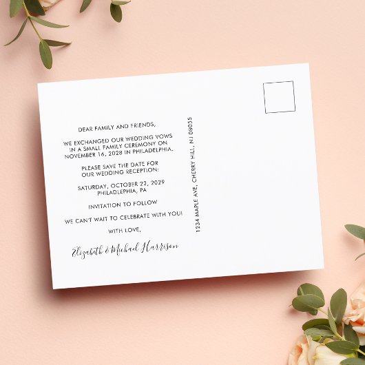 の後結婚のパーティー写真披露宴日付を保存 案内ポストカード