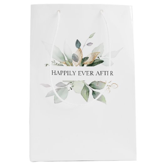 ~の後結婚は楽しエレガントく緑が広がる ミディアムペーパーバッグ (正面)