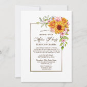 の後結婚パーティーひまわりピンク披露宴 招待状 (正面)