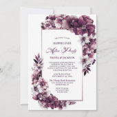 の後結婚パーティーピンクプラムフローラ披露宴 招待状 (正面)