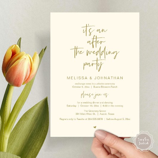 の後結婚、黒い、駆け落ちパーティー 招待状