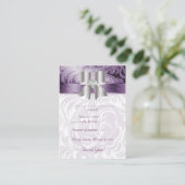 の応答結婚カードフローラリーフパープルボウ エンクロージャーカード (スタンド正面)