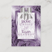 の応答結婚カードフローラリーフパープルボウ エンクロージャーカード (裏面)