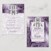 の応答結婚カードフローラリーフパープルボウ エンクロージャーカード (正面/裏面)