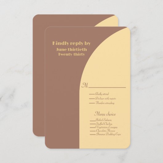 の応答結婚mocha Mousseアーチ型フラットカード 出欠カード (正面/裏面)