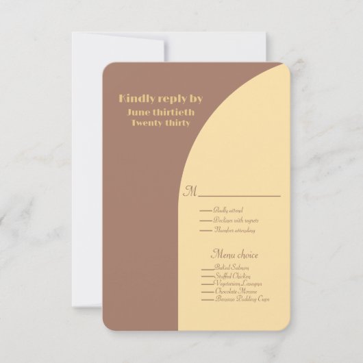 の応答結婚mocha Mousseアーチ型フラットカード 出欠カード (正面)