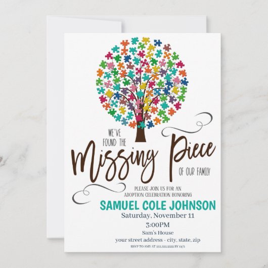 の恋しく思ピース採用お祝い招待状 招待状 (正面)