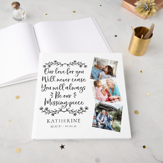 の恋しく思書道写真追悼式 ゲストブック (正面見開き)