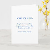 の情報結婚ゲストブルーホワイトミニマリスト カード (黄色い花)