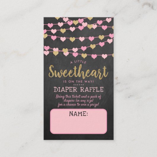 の愛ぶら下がったハートリトルスウィートベイビーシャワー エンクロージャーカード (正面)