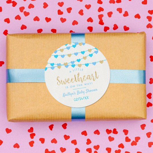 の愛ぶら下がったハートリトルスウィートベイビーシャワー ラウンドシール
