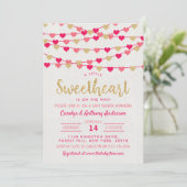 の愛ぶら下がったハートリトルスウィートベイビーシャワー 招待状 (スタンド正面)