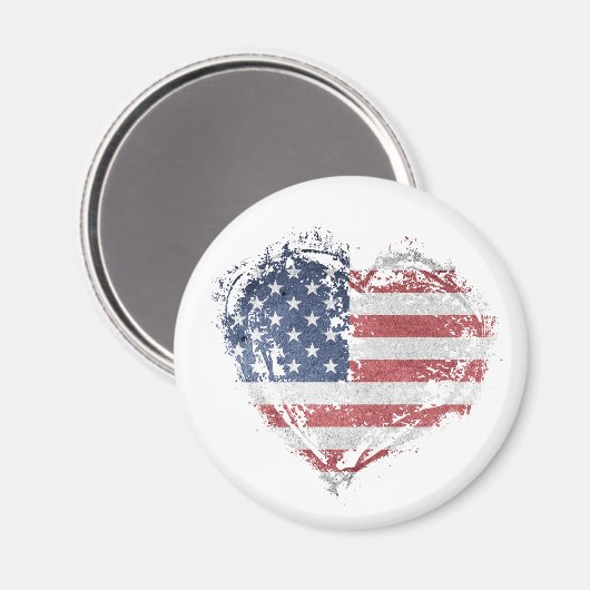 ~の愛国的なアメリカハートグランジ マグネット (正面/裏面)