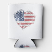 ～の愛国的なアメリカハートグランジ 缶クーラー (正面)