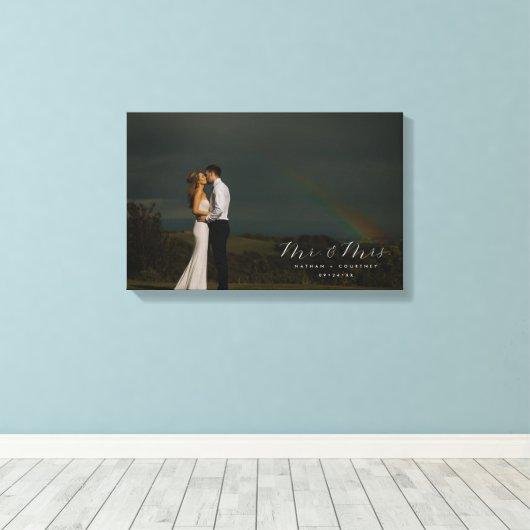 の愛結婚の完全な写真のポートレートをパーソナライズ キャンバスプリント (インサイチュ (ウッドフロア))