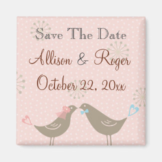 の愛結婚の鳥W日付の磁石を保存カスタムする マグネット