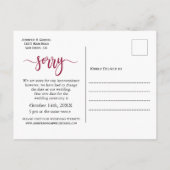 の愛結婚は患者が延期されたシンプル写真 案内ポストカード (裏面)