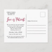 の愛結婚は患者が延期されたシンプル写真 案内ポストカード (裏面)